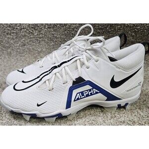 Nike Alpha Menace 3 Shark Football White Blue Shoes Cleats CV0582-101 Size 11.5